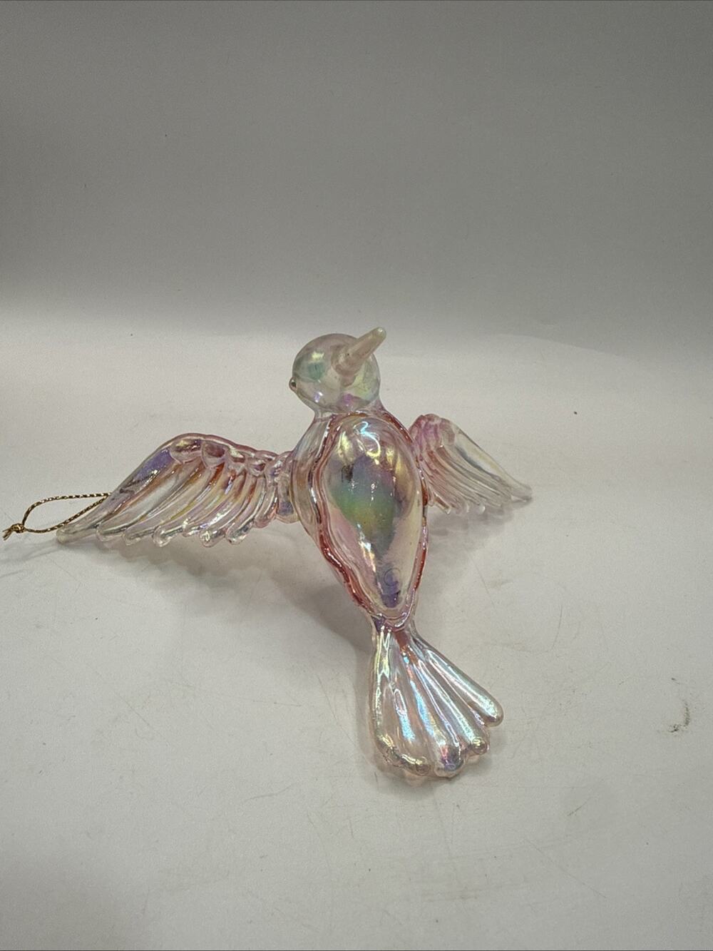 Kurt Adler Iridescent Pink Acrylic Hummingbird Christmas Ornament 4” T2031 *